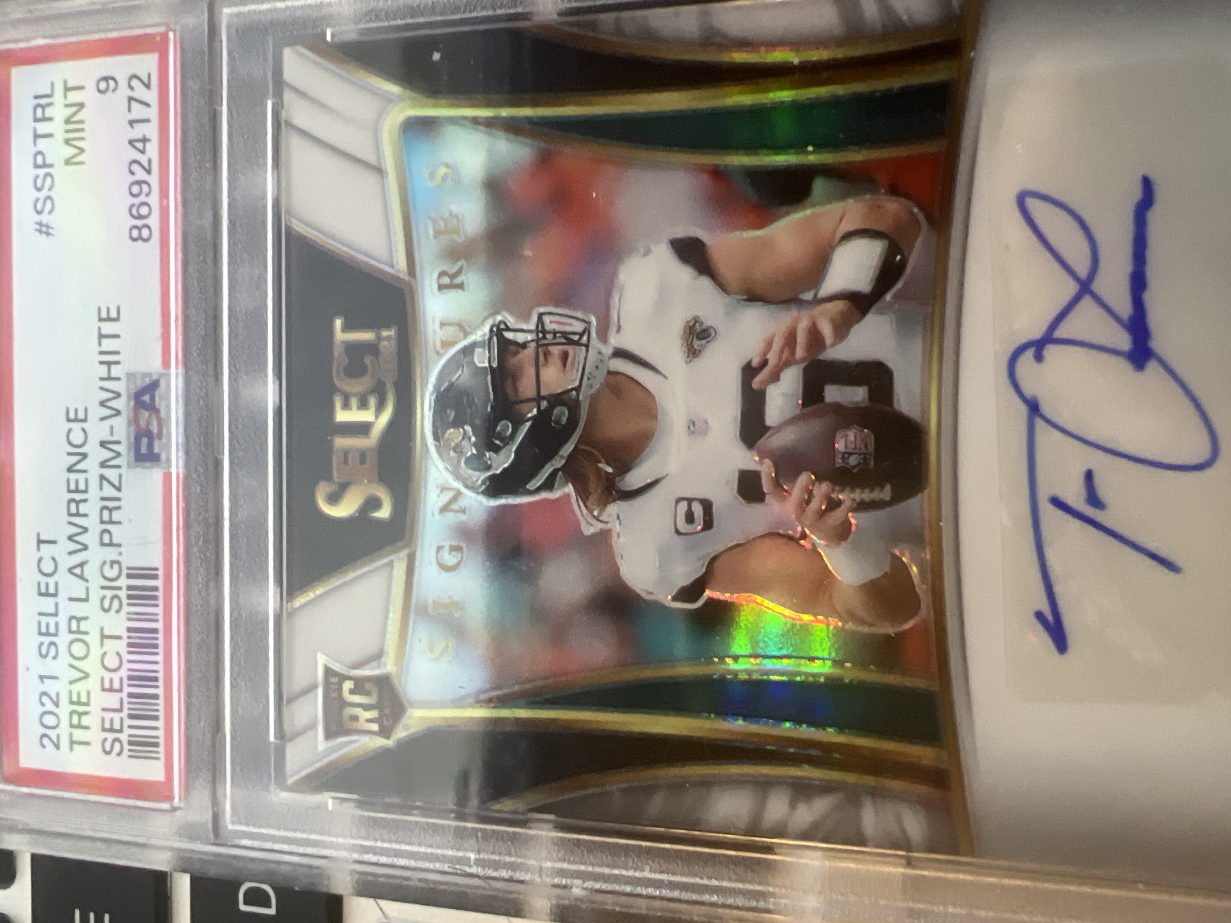 2021 - Panini Select - Trevor Lawrence /25 AUTO - White Prizm PSA 9