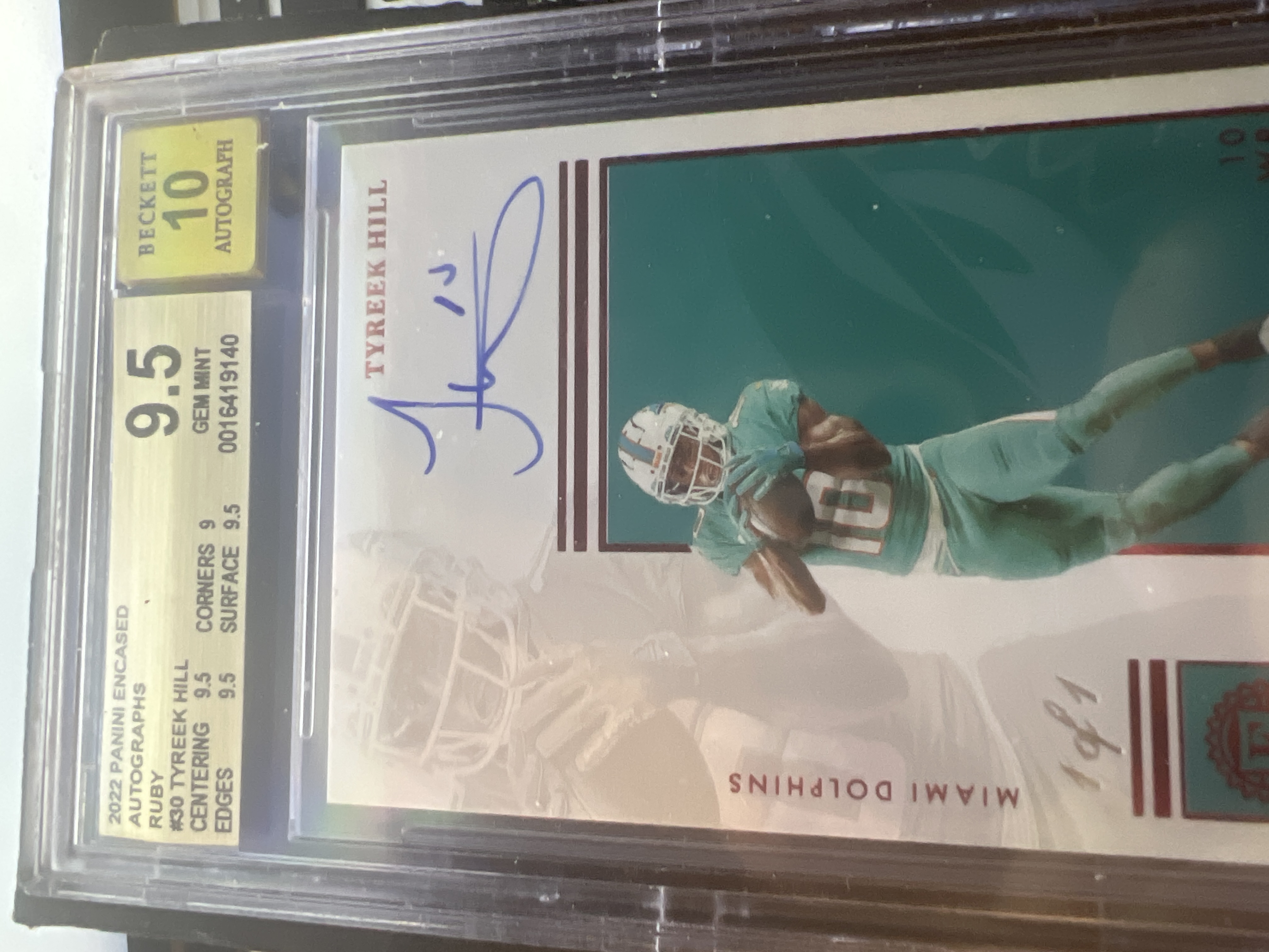 2022 Panini Encased - Tyreek Hill 1/1 BGS 9.5 AUTO 10 - On Card